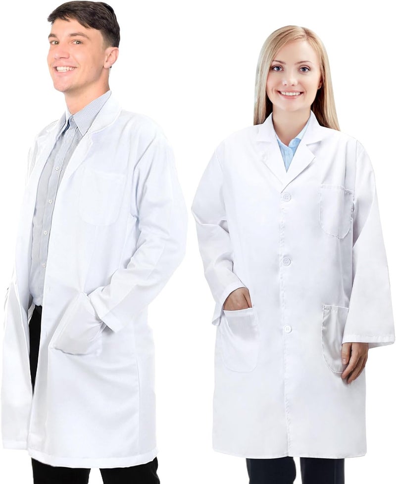 Snwquik Store Lab Coat for Men&Women,Doctor Costume for Adults,White Long Sleeve Unisex Science Chemistry Lab Coat - Image 1